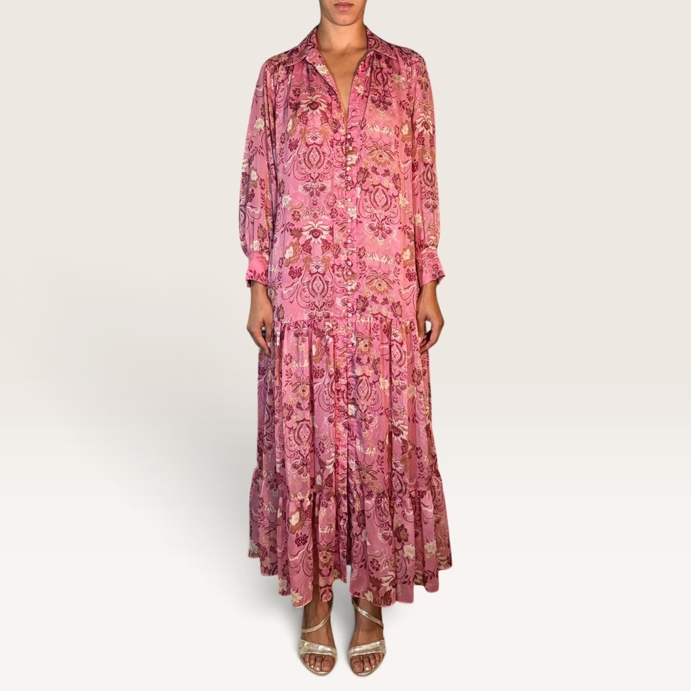 Misa Los Angeles Leigh Maxi Dress Cristobal Mirror Flower XS Paisley Boho Fall